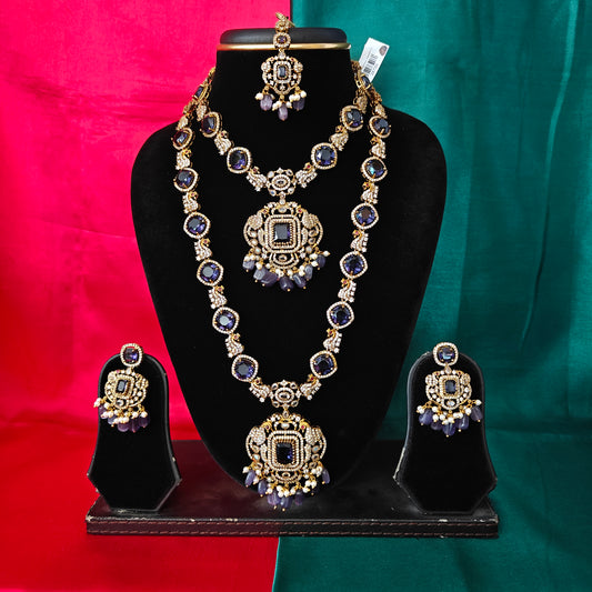 Beautiful Victorian Combo Set In Purple Beads