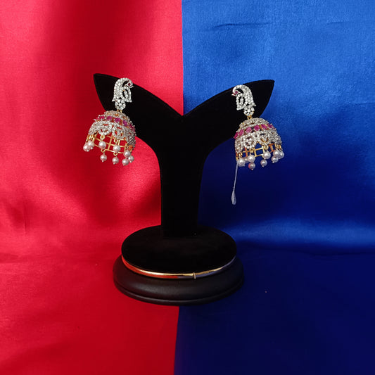 Elegant GJ Jhumki In Ruby Stone