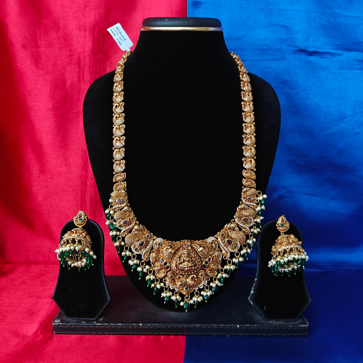 Beautiful Nakshi Long Necklace With Laxmi Idol