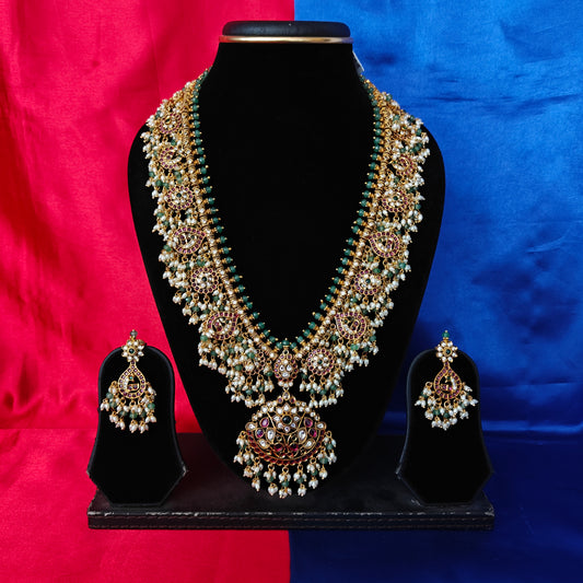 Beautiful Jadau Kundan Guttapusalu Long Necklace