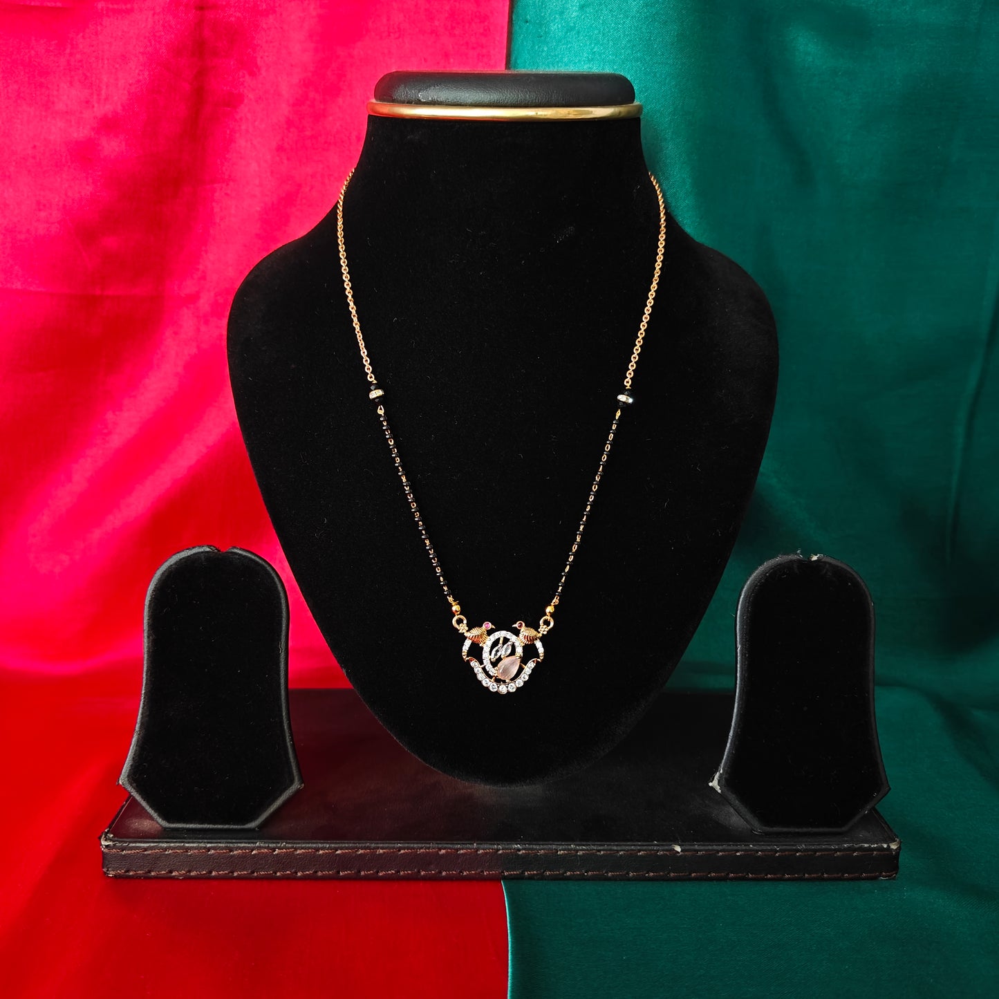 Beautiful Simple Black Beads Short In Baby Pink Stone