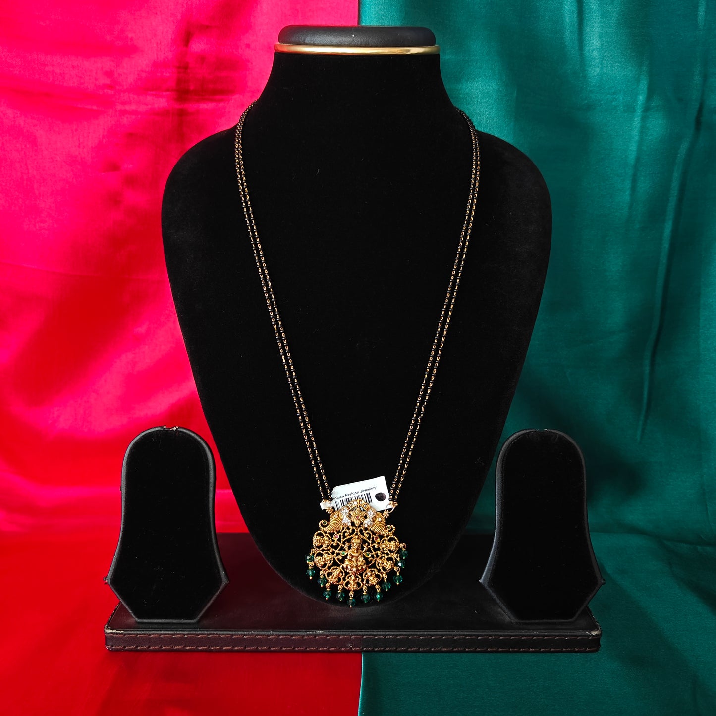 Beautiful Black Beads Long With Laxmi Idol