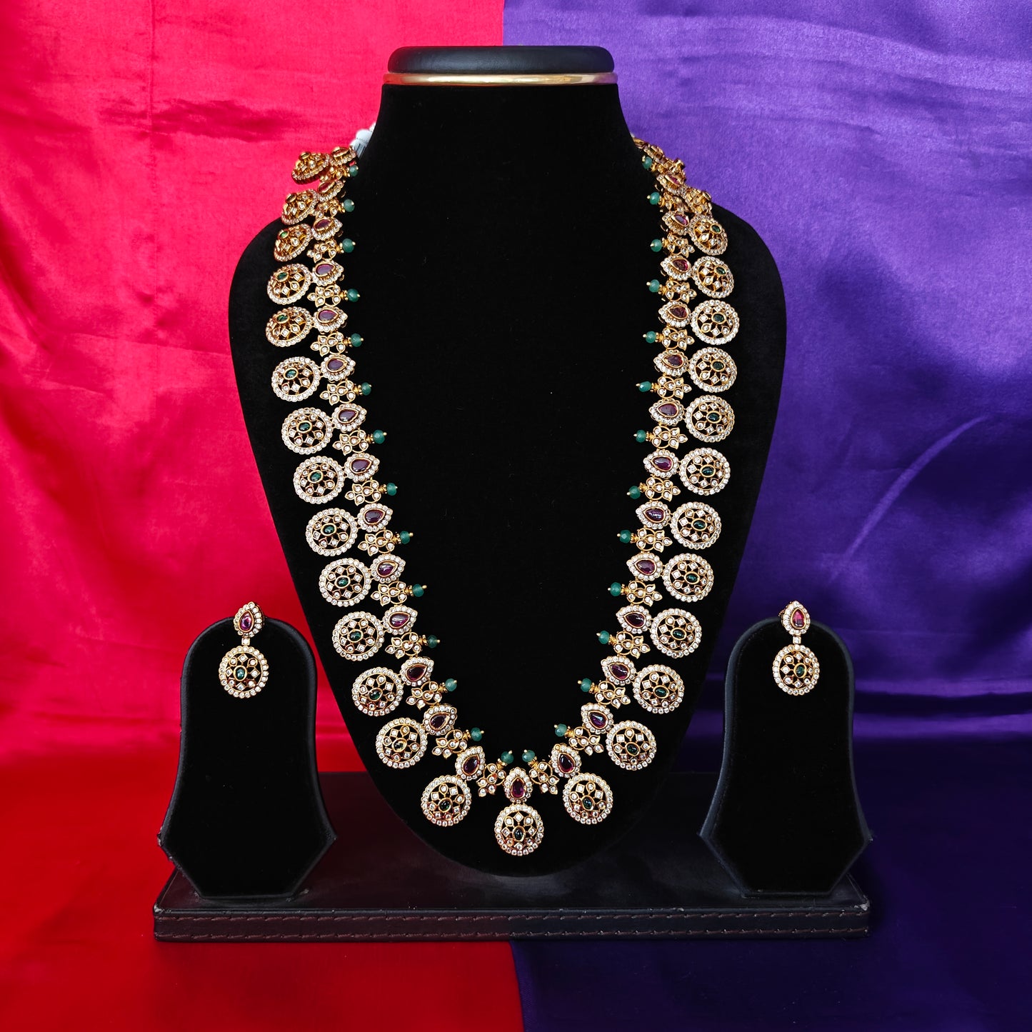 Beautiful Jadau Kundan Bottu Mala Long Necklace