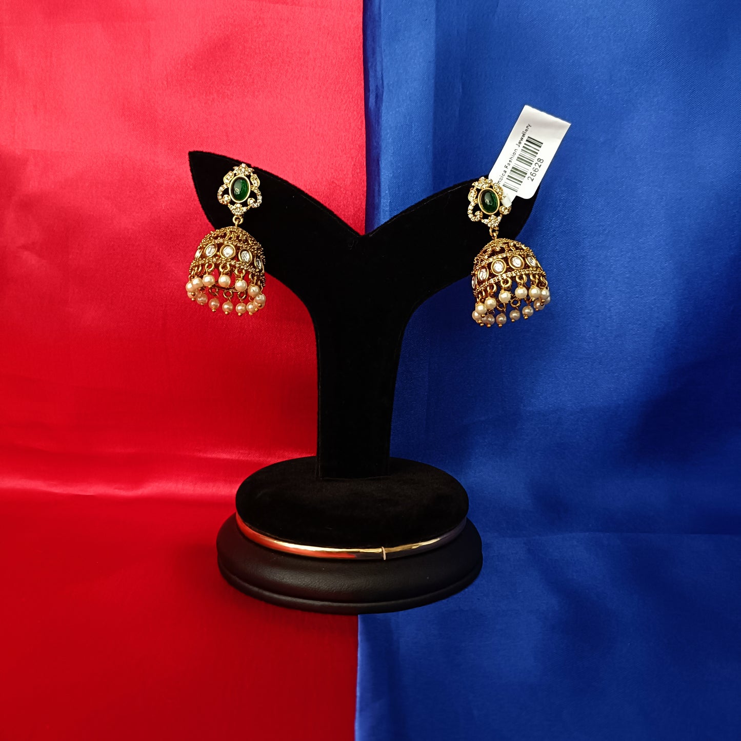 Beautiful Victorian Jhumki In Green Stone