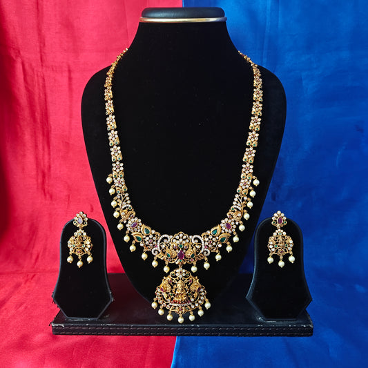 Beautiful Nakshi Long Necklace With Laxmi Idol