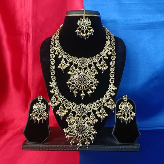 Elegant Victorian Combo Set In Purple Beads