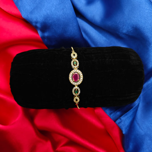 Beautiful Gold Bracelet In Multi Colour Stone