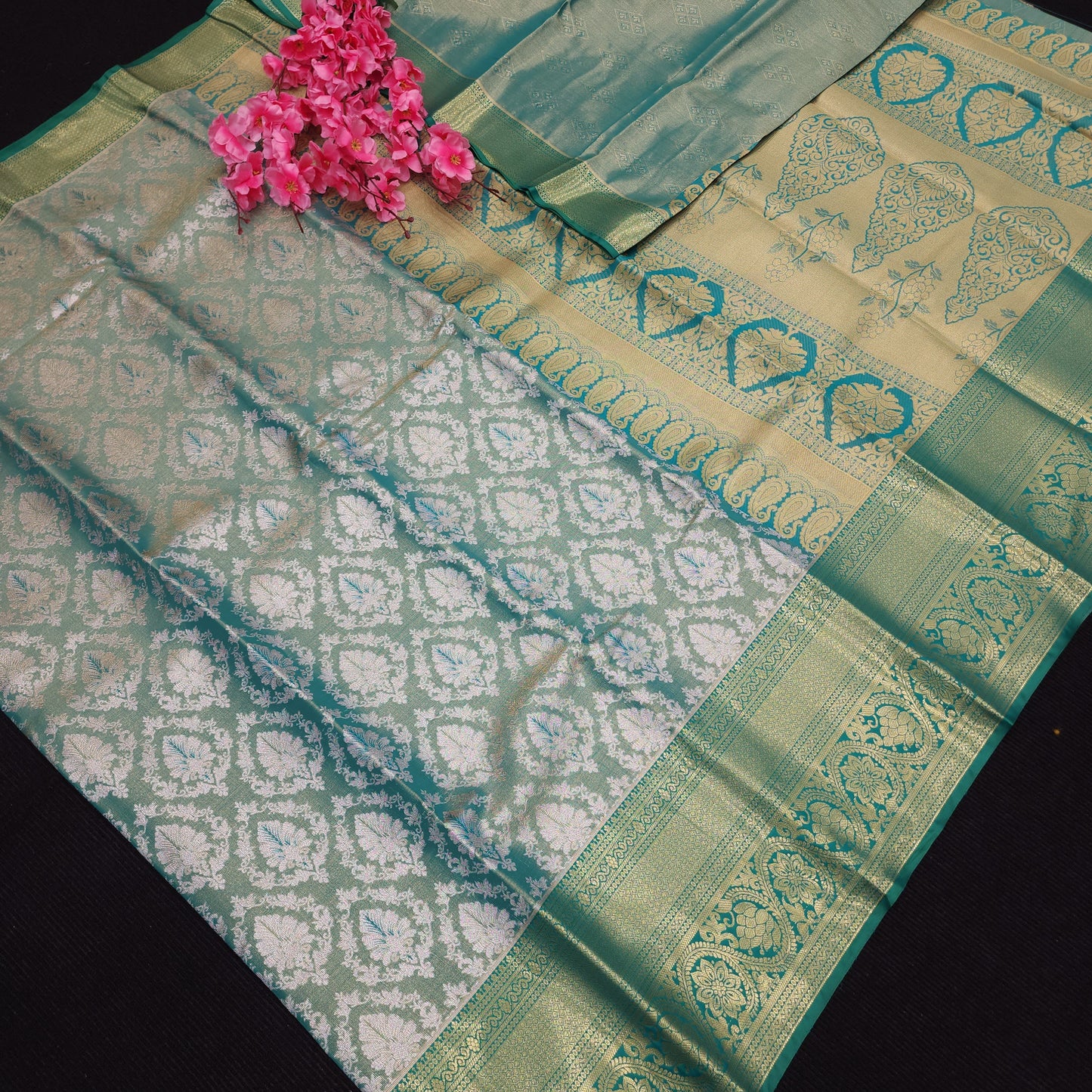 ✨️Semi Kanchi Pattu One Gram Gold Saree💫