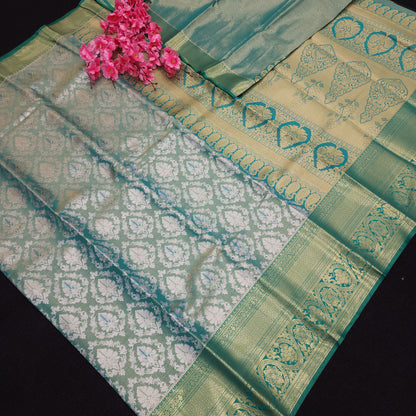 ✨️Semi Kanchi Pattu One Gram Gold Saree💫