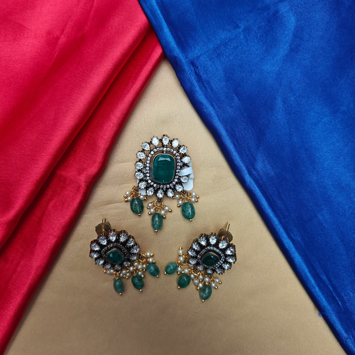 Beautiful Victorian Pendant In Green Beads