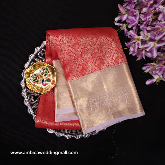 Resham Kanchi Pattu Contrast Border Saree