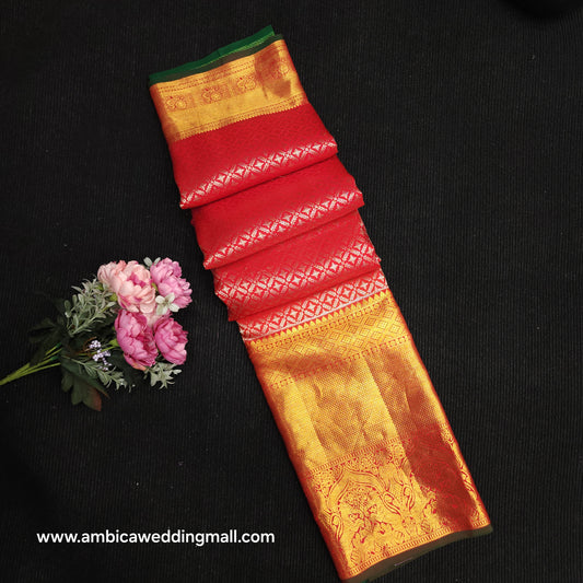 Special Red Muhurtham Kanchi Pattu Bridal Handloom Saree