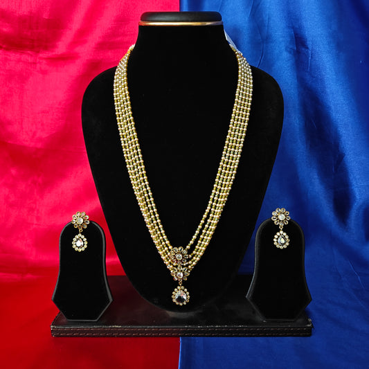 Beautiful Mehandi Green Coloured Honex Necklace With Earrings