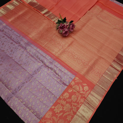 Handloom Pure Resham German Silver Zari Kanchi Pattu Saree