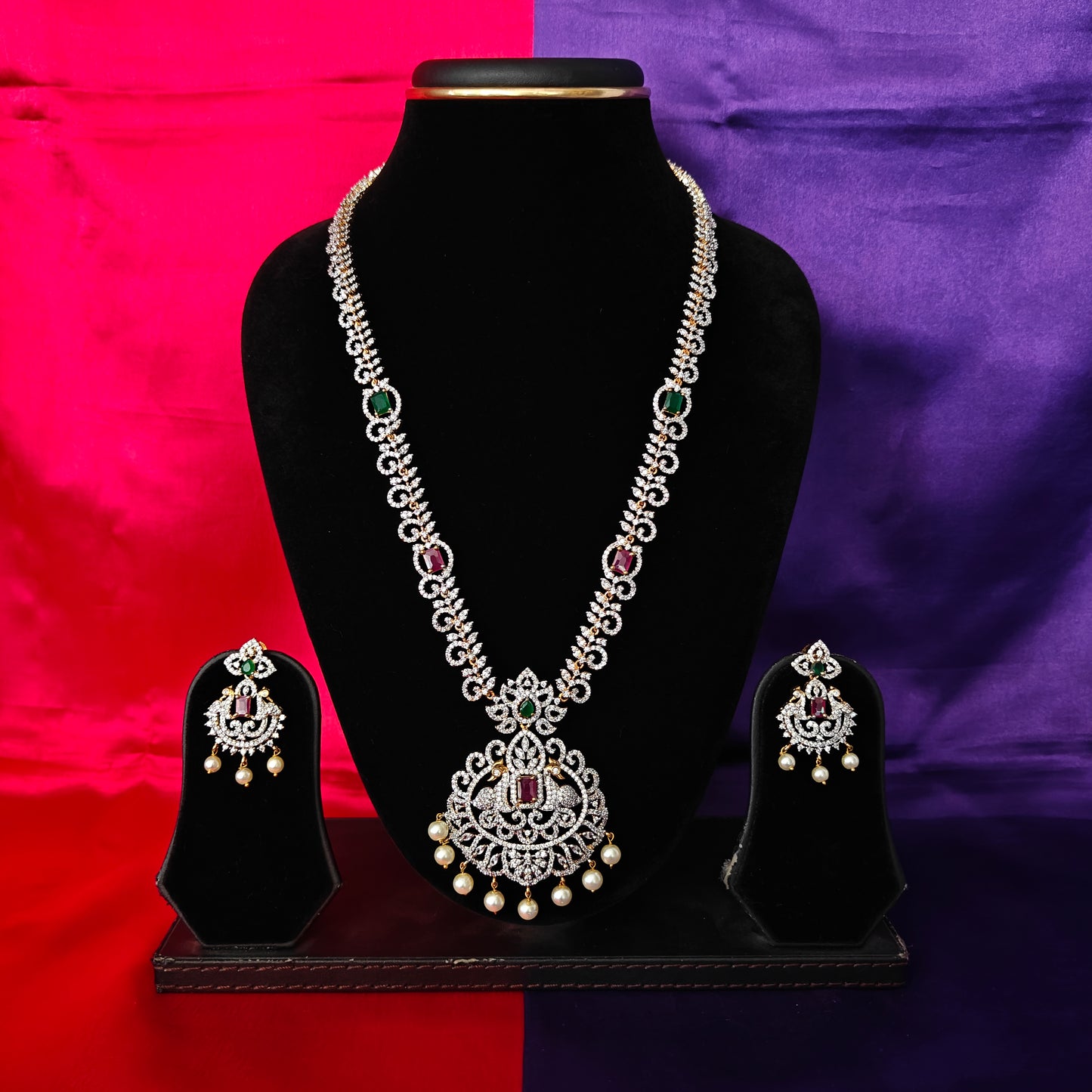 Beautiful GJ Long Necklace In Multi Colour Stone