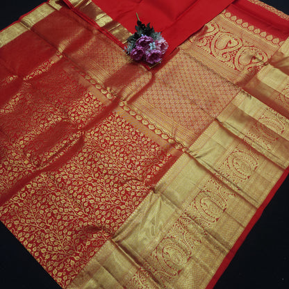 Special Red Muhurtham Kanchi Pattu Bridal Handloom Saree