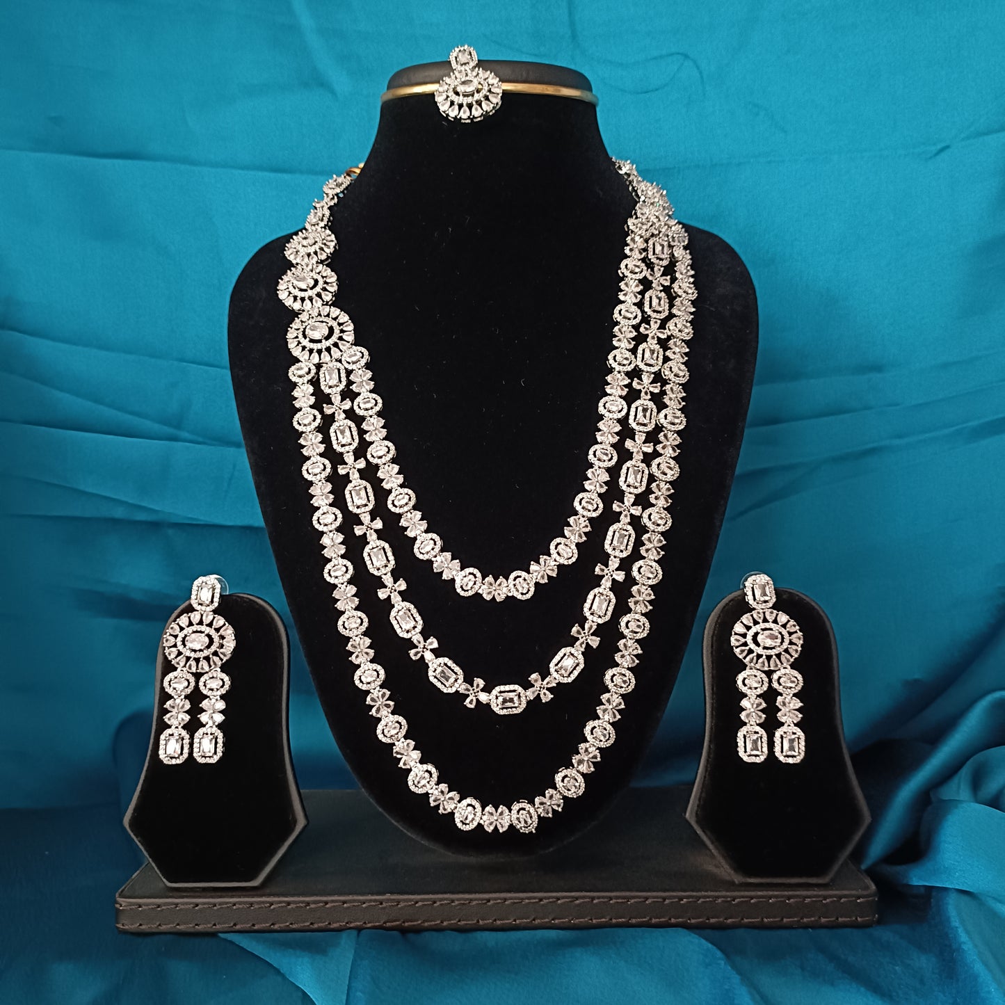 Beautiful Bridal Wear Long Silver Necklace