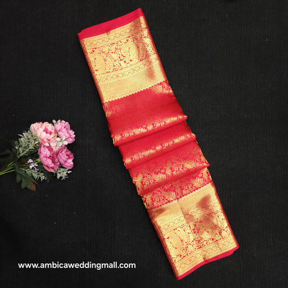 Special Red Muhurtham Kanchi Pattu Bridal Handloom Saree