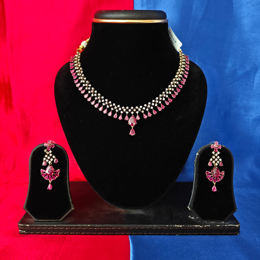 Beautiful Victorian Short Necklace In Ruby Stone
