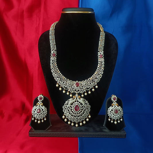 Beautiful GJ Long Necklace In Ruby Stone