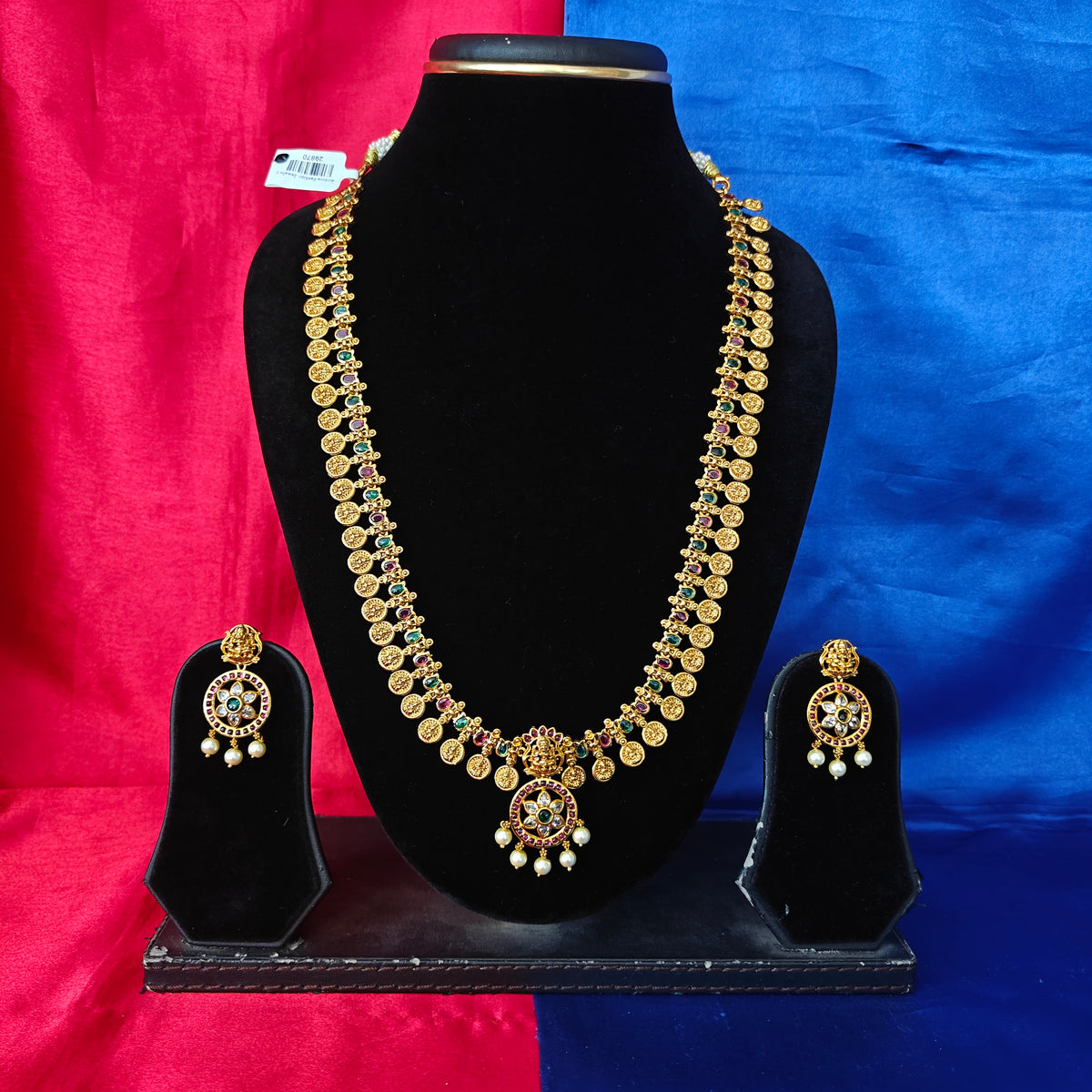 Beautiful Antique Finished Long Necklace  With Laxmi Idol