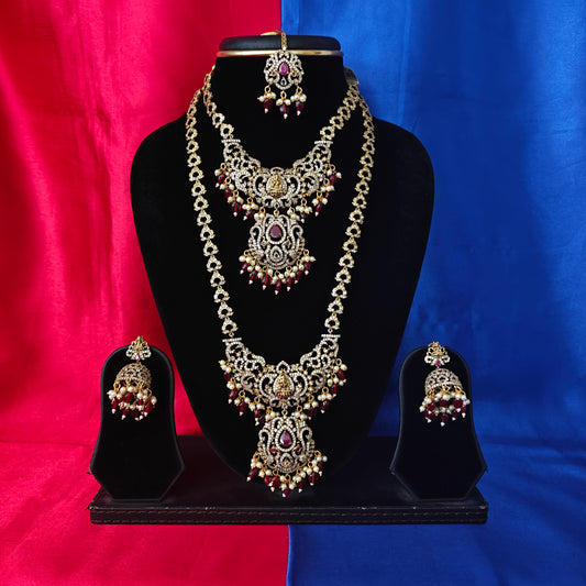 Elegant Victorian Combo Set In Maroon Beads