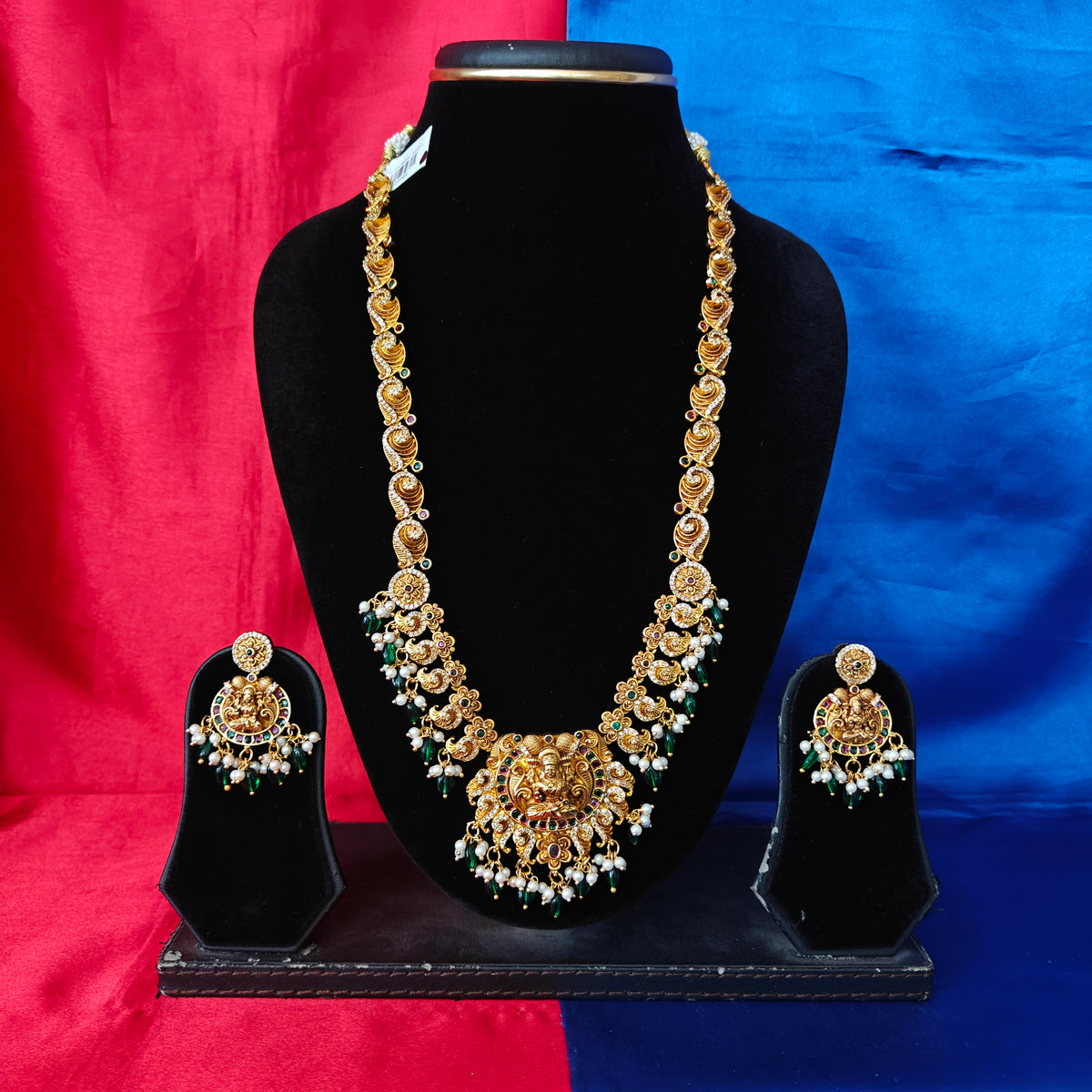 Beautiful Nakshi Long Necklace With Laxmi Idol