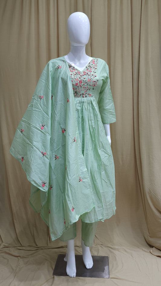 Fancy Dress Mal Chanderi Frock pattern 3pcs Set