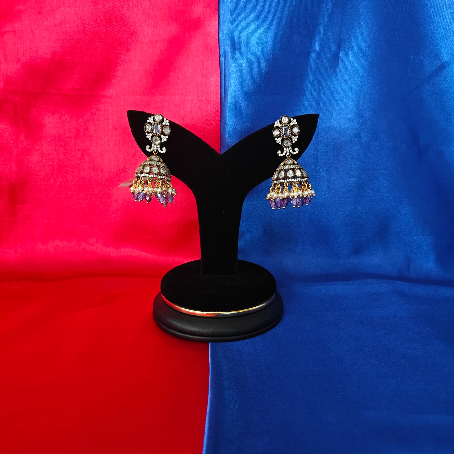 Beautiful Victorian Jhumki In Purple Stone