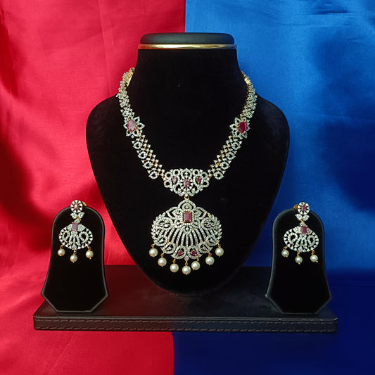 Beautiful GJ Short Necklace In Ruby Stone