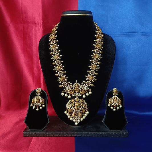 Beautiful Nakshi Long Necklace With Laxmi Idol