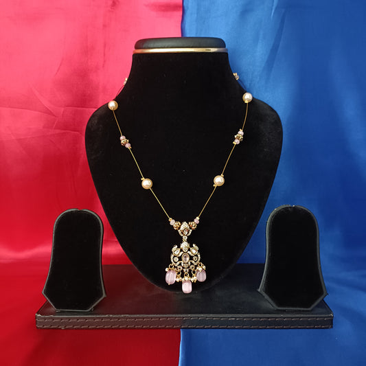 Beautiful Invisible Chain In Baby Pink Beads