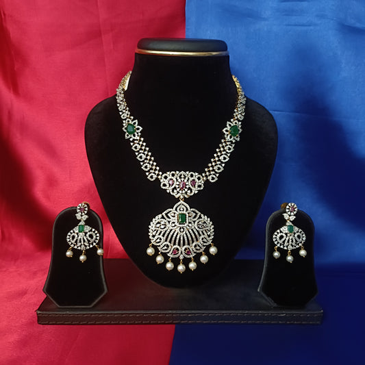 Beautiful GJ Short Necklace In Multi Colour Stone