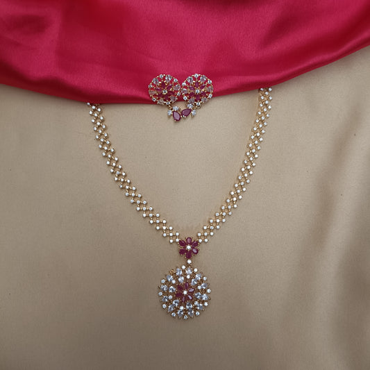 Beautiful Floral CZ Necklace - Ambica Wedding Mall