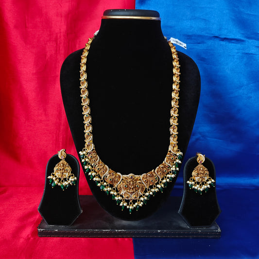 Beautiful Nakshi Long Necklace With Laxmi Idol