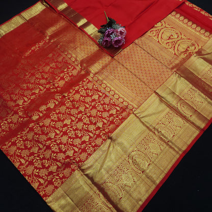 Special Red Muhurtham Kanchi Pattu Bridal Handloom Saree