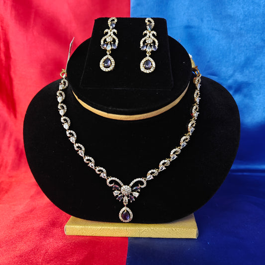 Beautiful Mini Haaram In Purple Stone