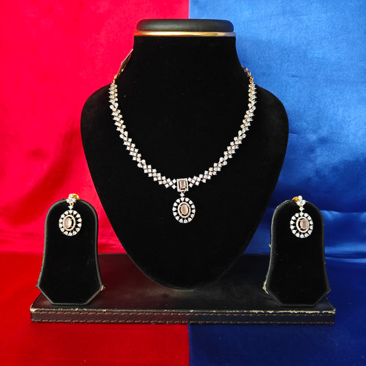 Beautiful GJ Short Necklace In Baby Pink Stone