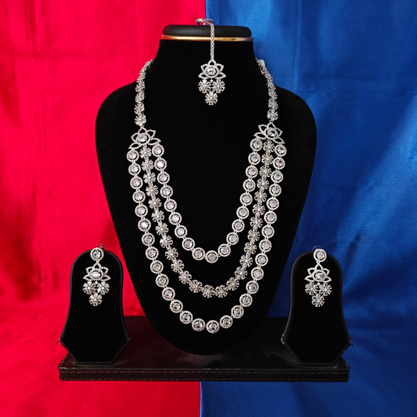 Elegant Silver Layered Long Necklace - Ambica Wedding Mall