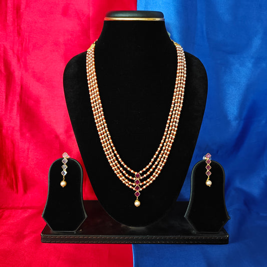 Beautiful Orange Coloured Honex Mala In Ruby Stone