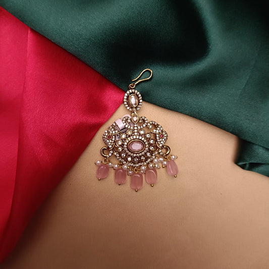 Beautiful Victorian Tika In Baby Pink Beads