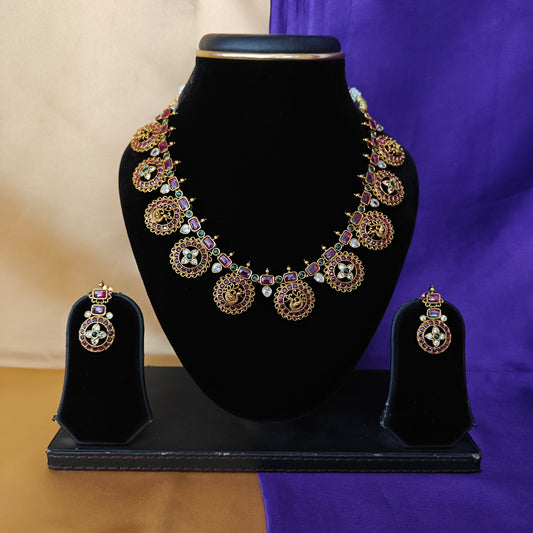 Beautiful Jadau Kundan Bottu Mala Short Necklace - Ambica Wedding Mall