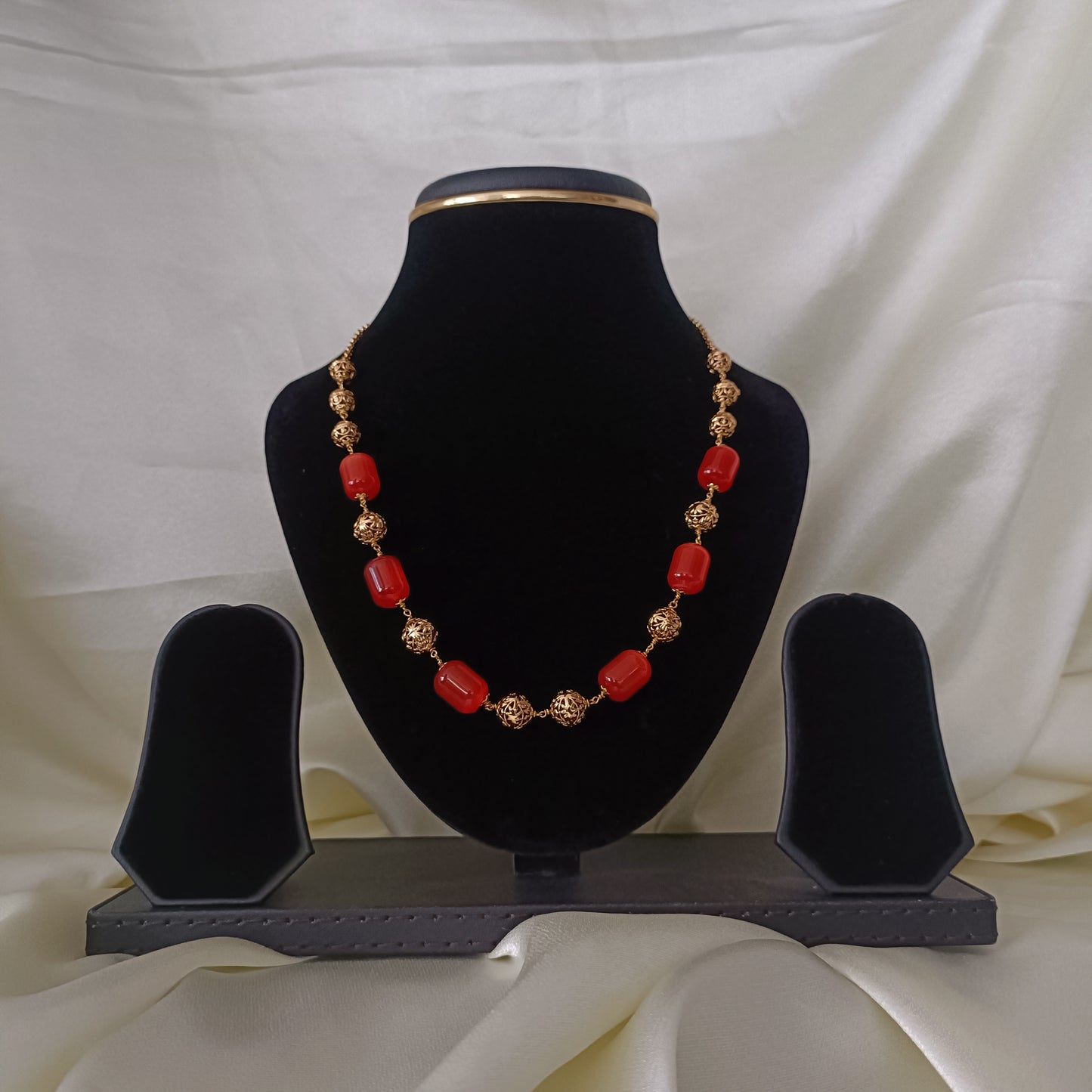 Unique orange Colour Beads Necklace