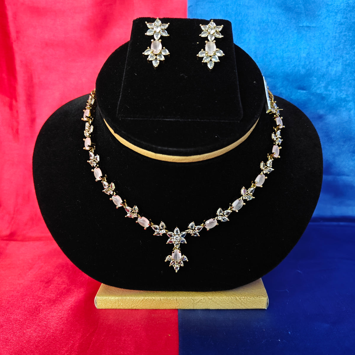 Beautiful Mini Haaram In Baby Pink Stone
