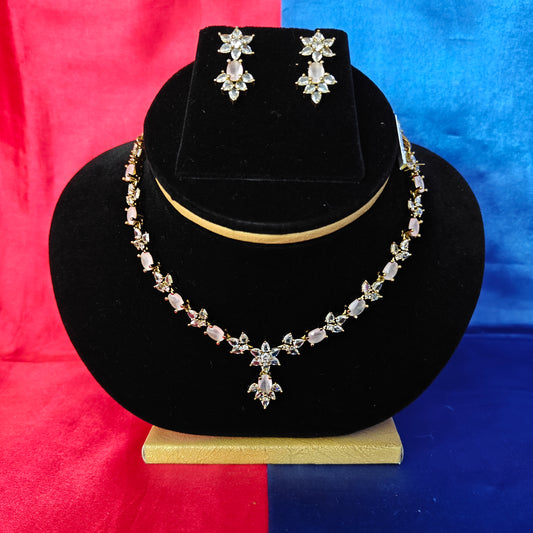 Beautiful Mini Haaram In Baby Pink Stone