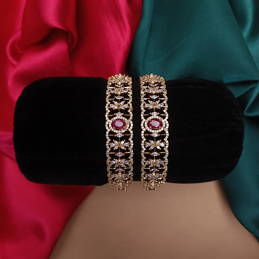 Beautiful CZ Bangles In Ruby Stone