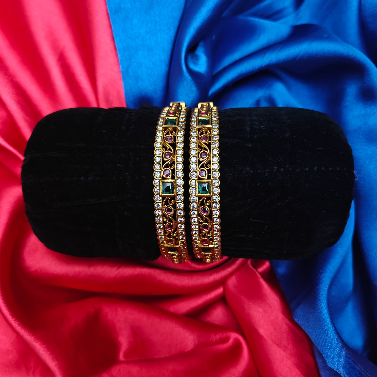 Beautiful Nakshi Bangle In Multi Colour Stone