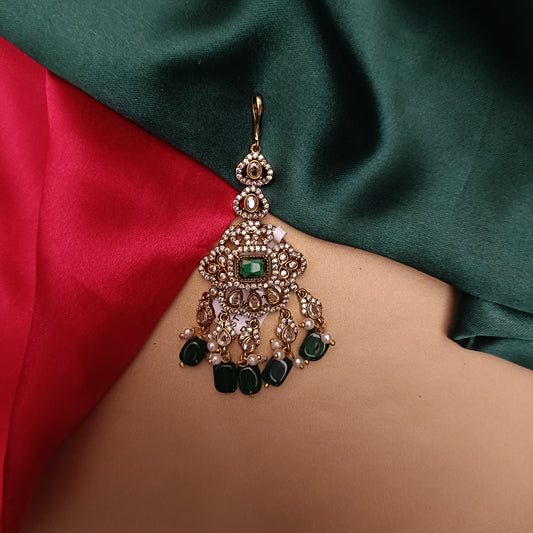 Beautiful Victorian Tika In Green Beads