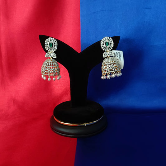 Elegant GJ Jhumki In Green Stone