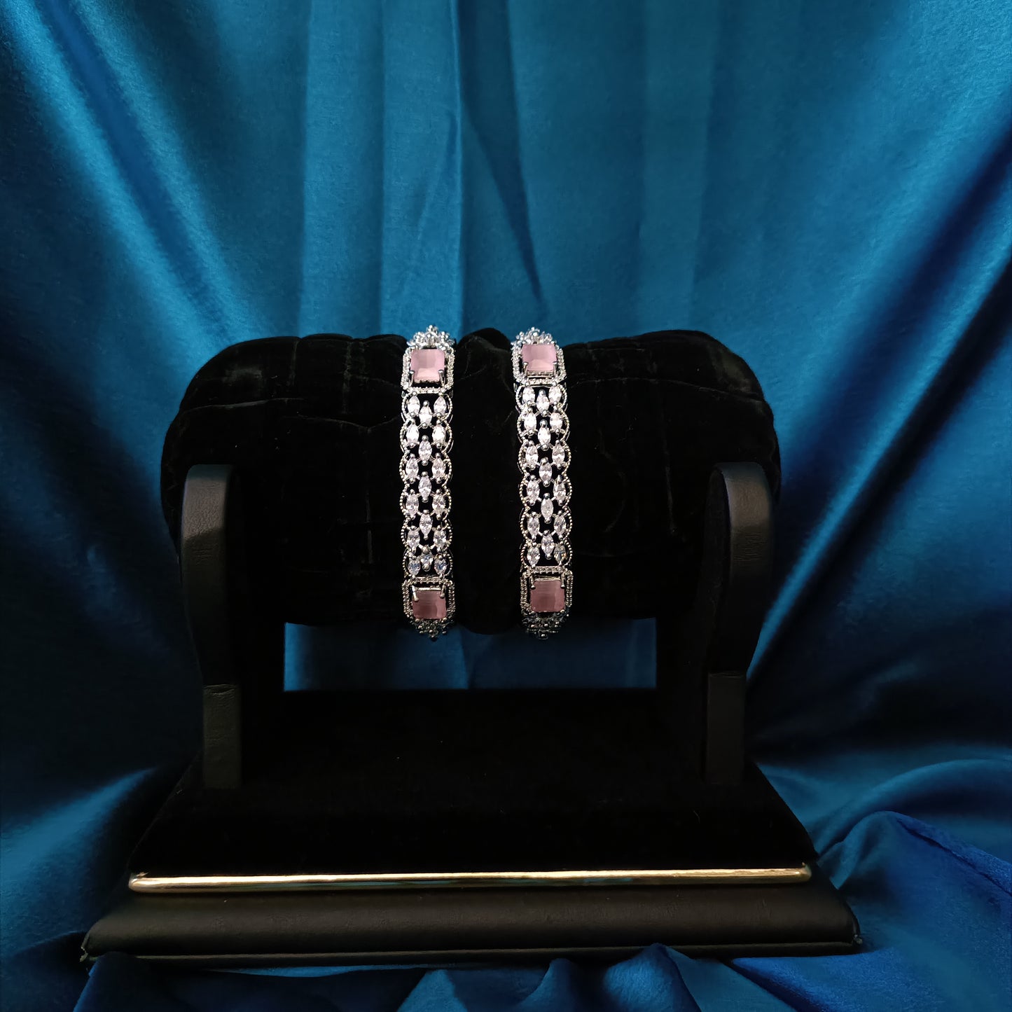 Beautiful Zircon AD Silver Bangles